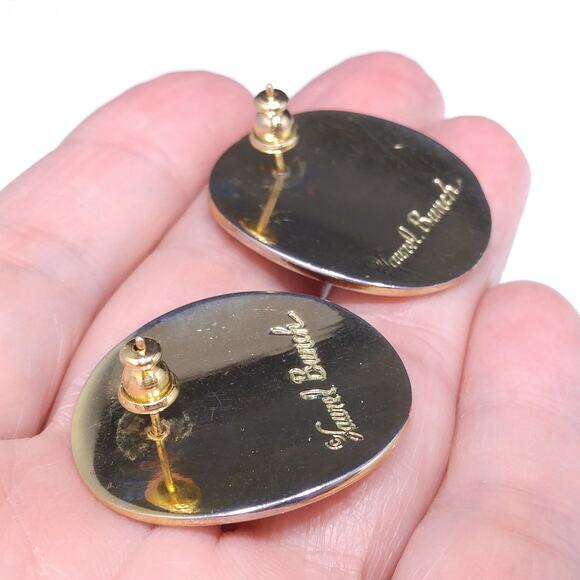 Laurel Burch Metallic Red & Purple Earrings, Gold Plated, 1980s Vintage - Picture 9 of 10